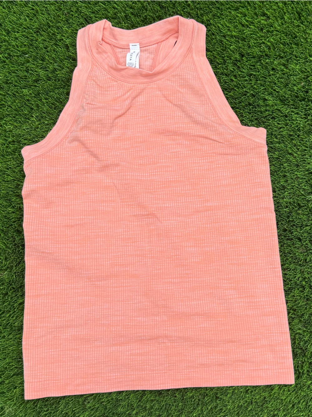 Athleta Aurora seamless high neck Peach Ribbed Tank Top